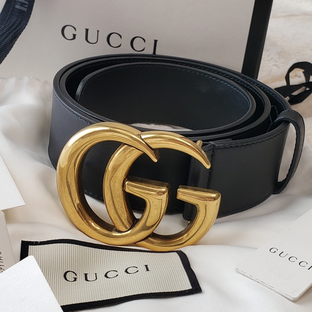 Authentic GUCCI Marmont Wide Leather Belt Size 80
